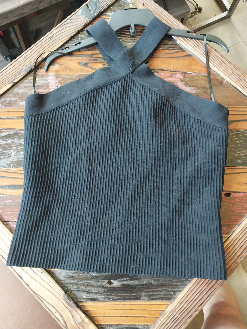 Rachel Zoe Black Ribbed Halter Tank